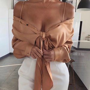 Tan Silky Blouse